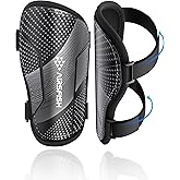 Shin Guards Soccer Kids Youth, CE Certified Airsfish Shin Guard Protection Gear for 2-18 Years Old Boys Girls Teenagers High Impact Resistant Breathable Comfortable 1 Pair 4 Sizes