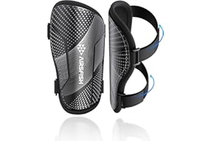 Shin Guards Soccer Kids Youth, CE Certified Airsfish Shin Guard Protection Gear for 2-18 Years Old Boys Girls Teenagers High Impact Resistant Breathable Comfortable 1 Pair 4 Sizes