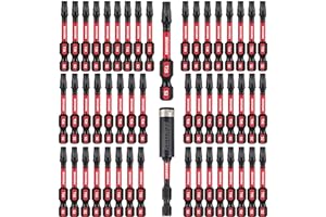 GEINXURN 50 Pieces T25 2 In. Impact Tough Magnetic #25 Torx Head Power Bits, S2 Alloy Steel T25 Screwdriver Bits Set with 1Pcs Impact Bit Holder