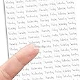 Micro Clear Day of The Week Stickers, 126 stickers .30" tall, 18 weeks, Black Lettering, Modern Functional Planning Stickers