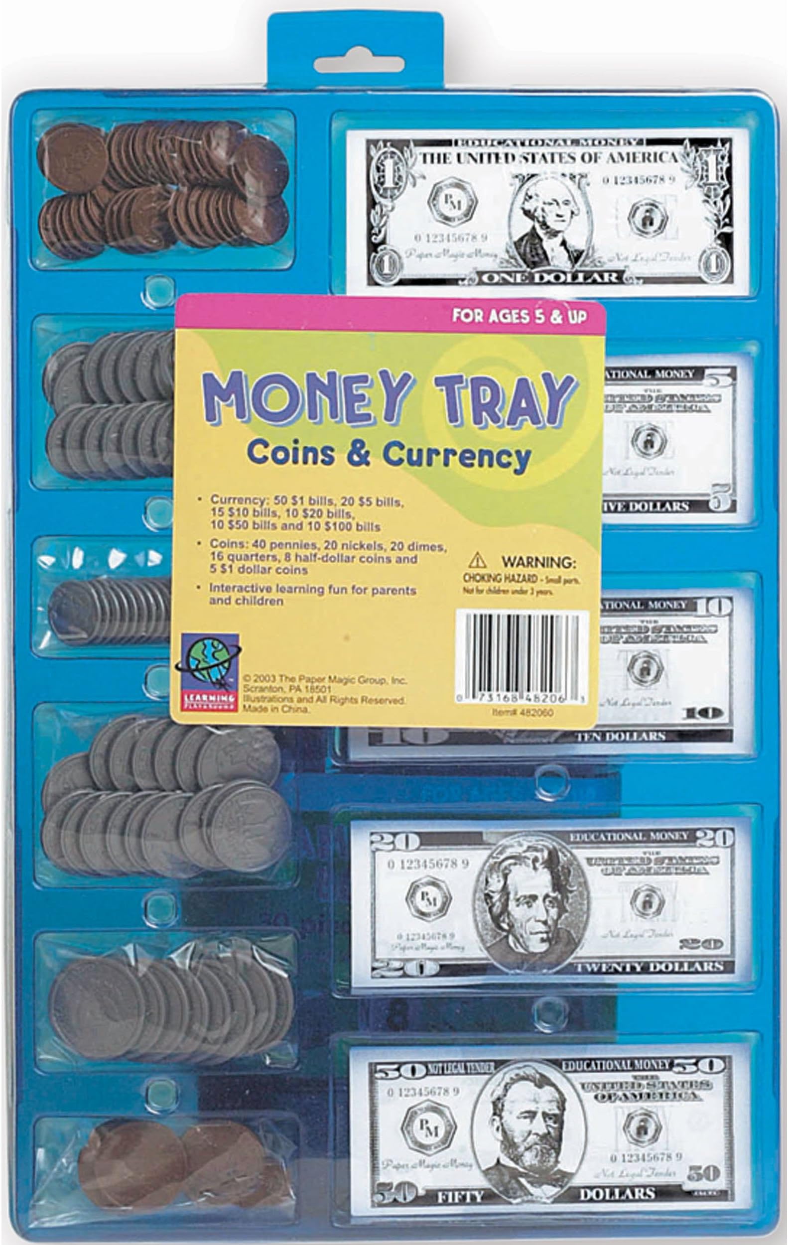 Eureka U.S Currency Coins and Bills Play Money Set for Kids, 224pc