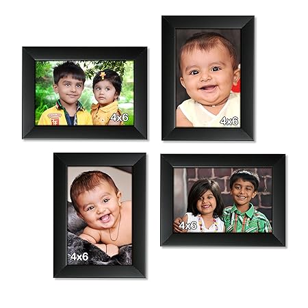 Ajanta Royal Classic set of 4 Individual Photo Frames (4-4x6 Inch) : A-26 Black (Matt Finish)