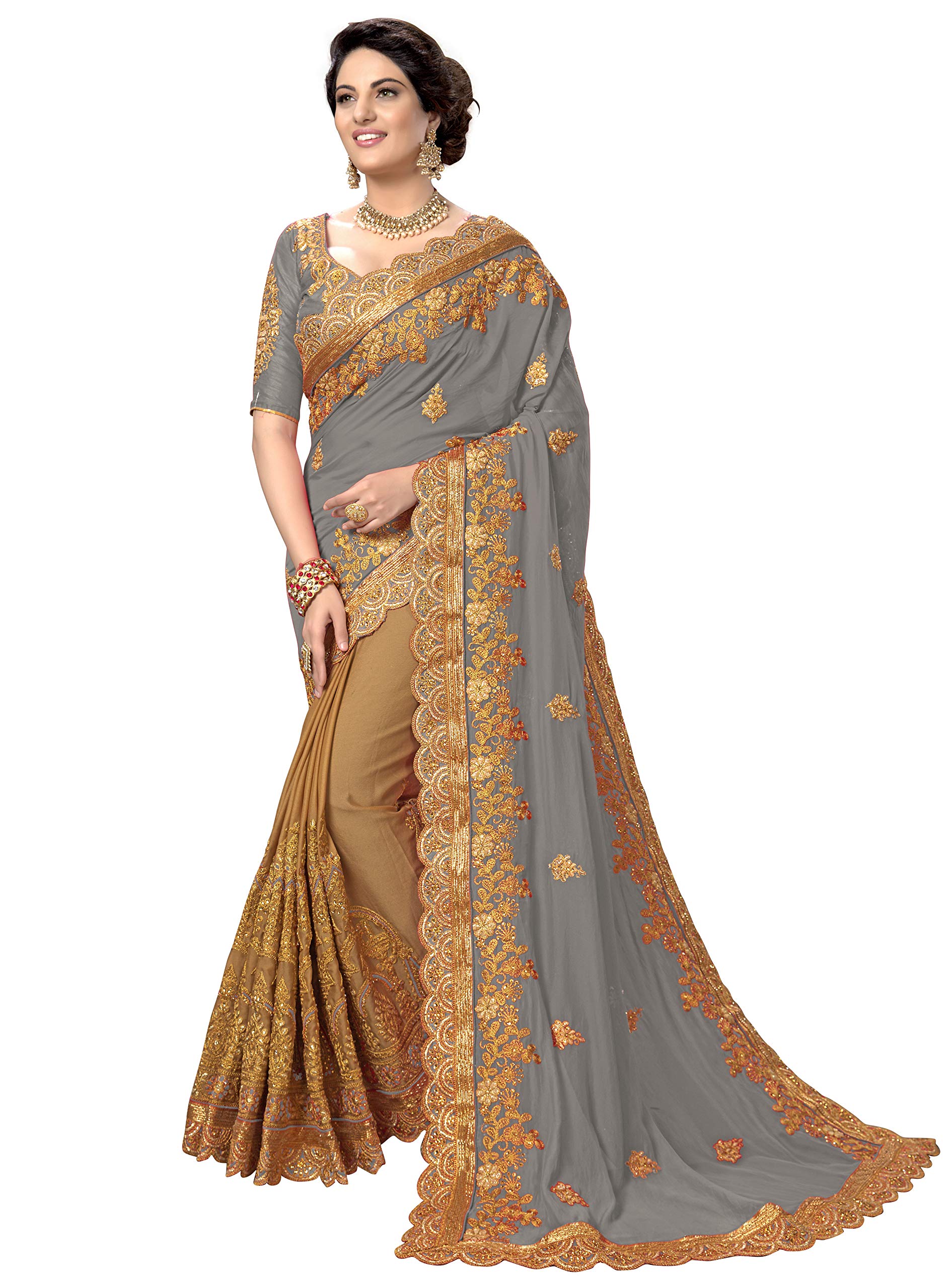 PANASH TRENDSWomen's Silk Heavy Embroidery Saree