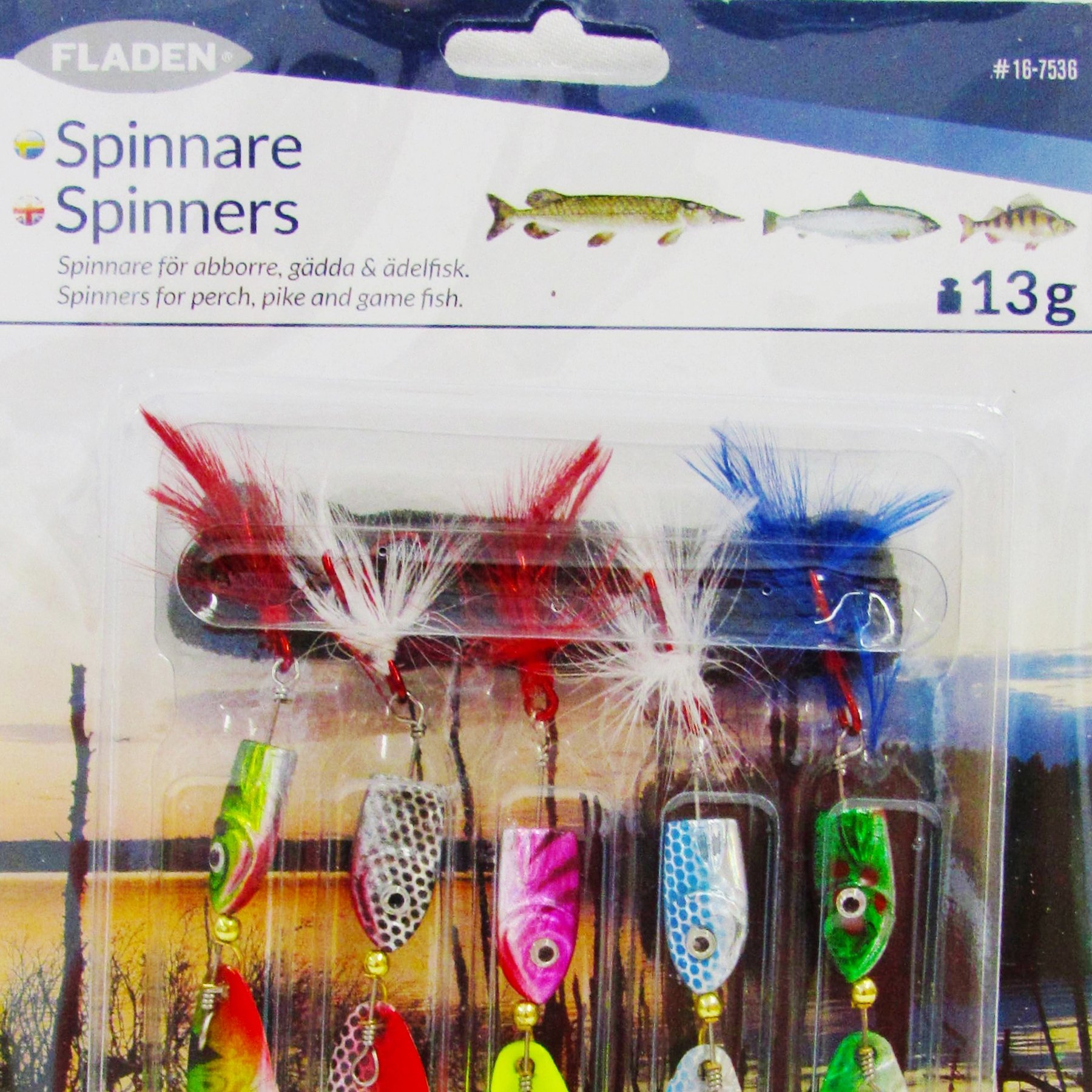 FLADEN 5 Piece LAKE and COAST SPINNERS Bait 13g Assorted All Round Fishing Lures - Bass, Pollack, Mackerel, Perch, Pike [16-7536]
