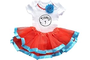 Luke and Lulu Twin Girl Outfits Thing 1 and Thing 2 Tutu Sets for Halloween Costumes | Toddler Baby Twins