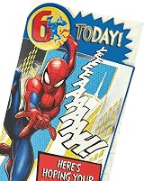 UK Greetings Marvel 6th Birthday Card Boy Spider-Man Badge Design 121x229mm FSC view 4