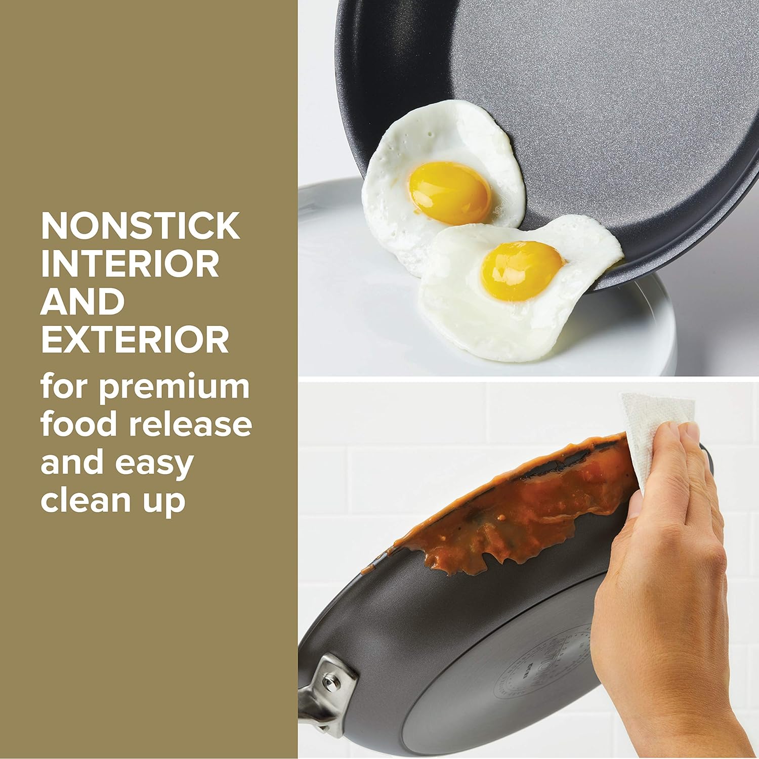Anolon Advanced Hard Anodized Nonstick Saute Fry Pan with Helper Handle, 5 Quart, Gray: Analon Advanced Cookware: Kitchen & Dining