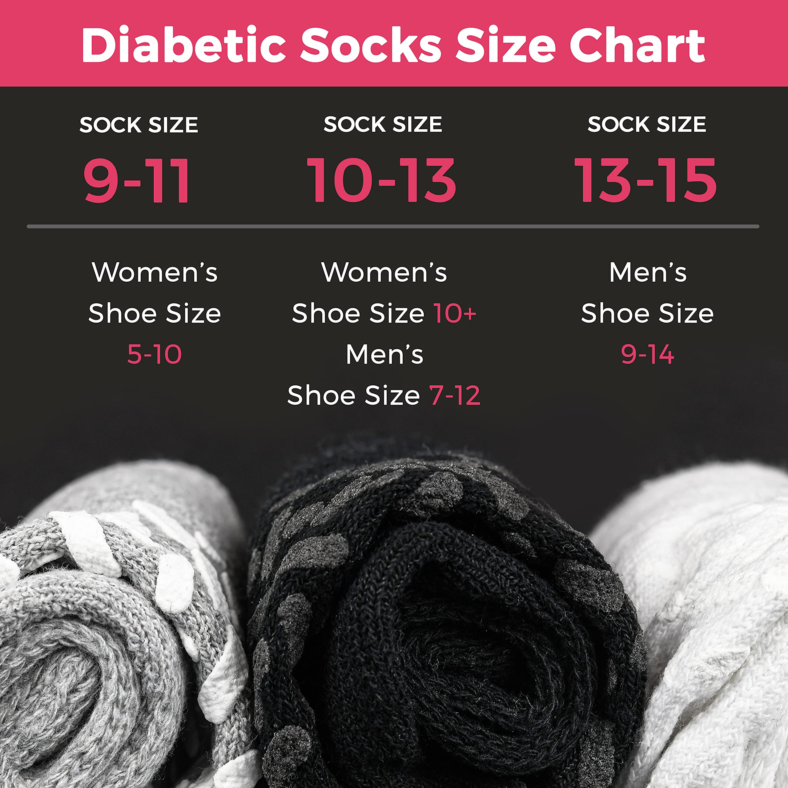 Debra Weitzner 6Pk Non-Binding Loose Fit Sock - Non-Slip Diabetic Socks for Men and Women - Crew, Ankle