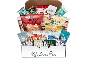 CEDAR MOUNTAIN TRADE CO. Keto Diet Snack Box 20-Count - Keto Gift Box Variety Pack Low Carb & Sugar Snacks, Gluten-Free | Care Package for Family and Friends | Gift Baskets - Healthy Ketogenic- Friendly Pork Rinds, Cheese Crisps, Protein Bars, Jerky & Gifts for Healthy Lifestyle Cool Snacks