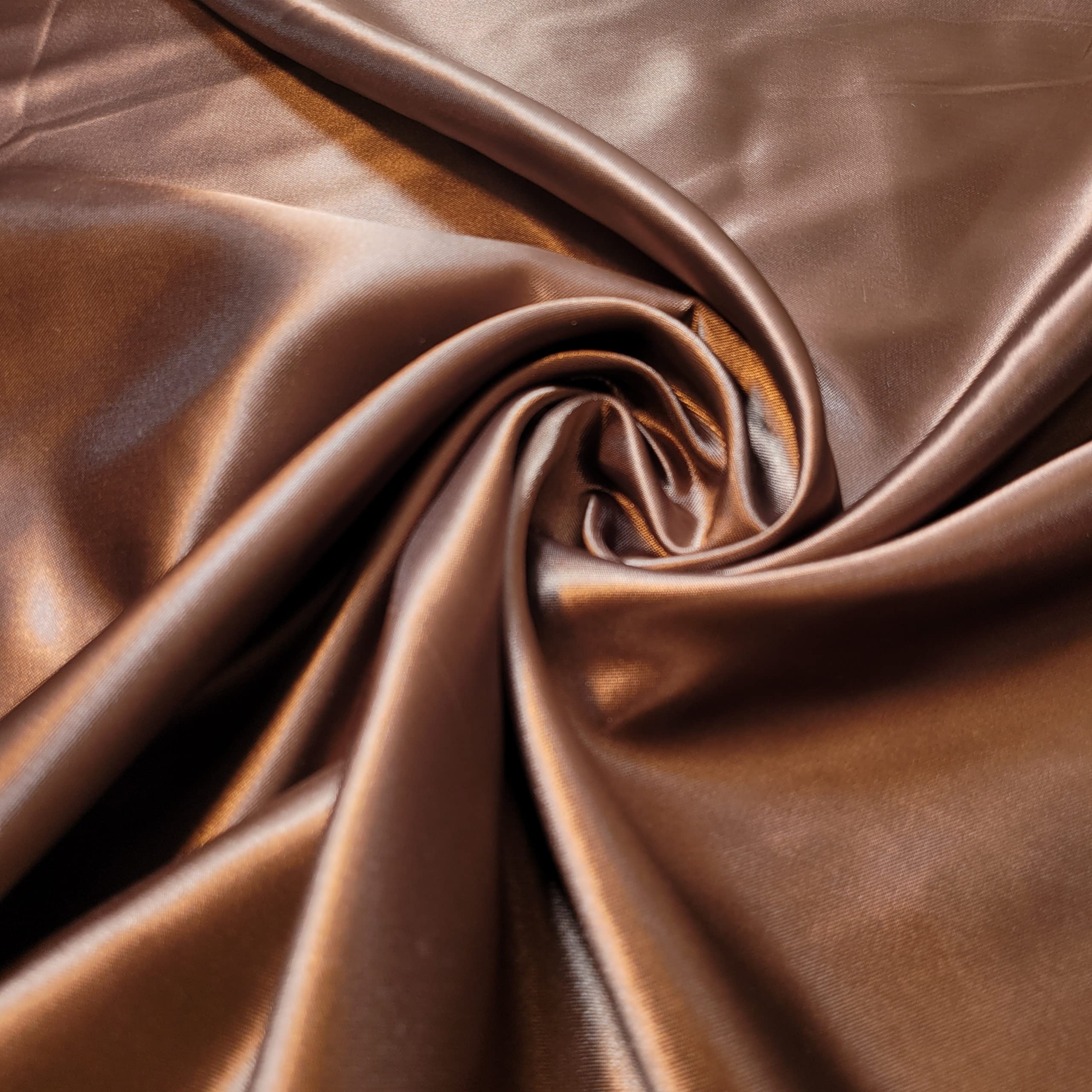 Silky Satin Fabric – Plain Solid Colour Luxury Dressmaking & Craft Material | Ideal for Wedding, Prom, Décor | 58" (150 cm) Wide | Sold Per Meter (Pre-Cut Lengths) (Brown, 5 Meter)