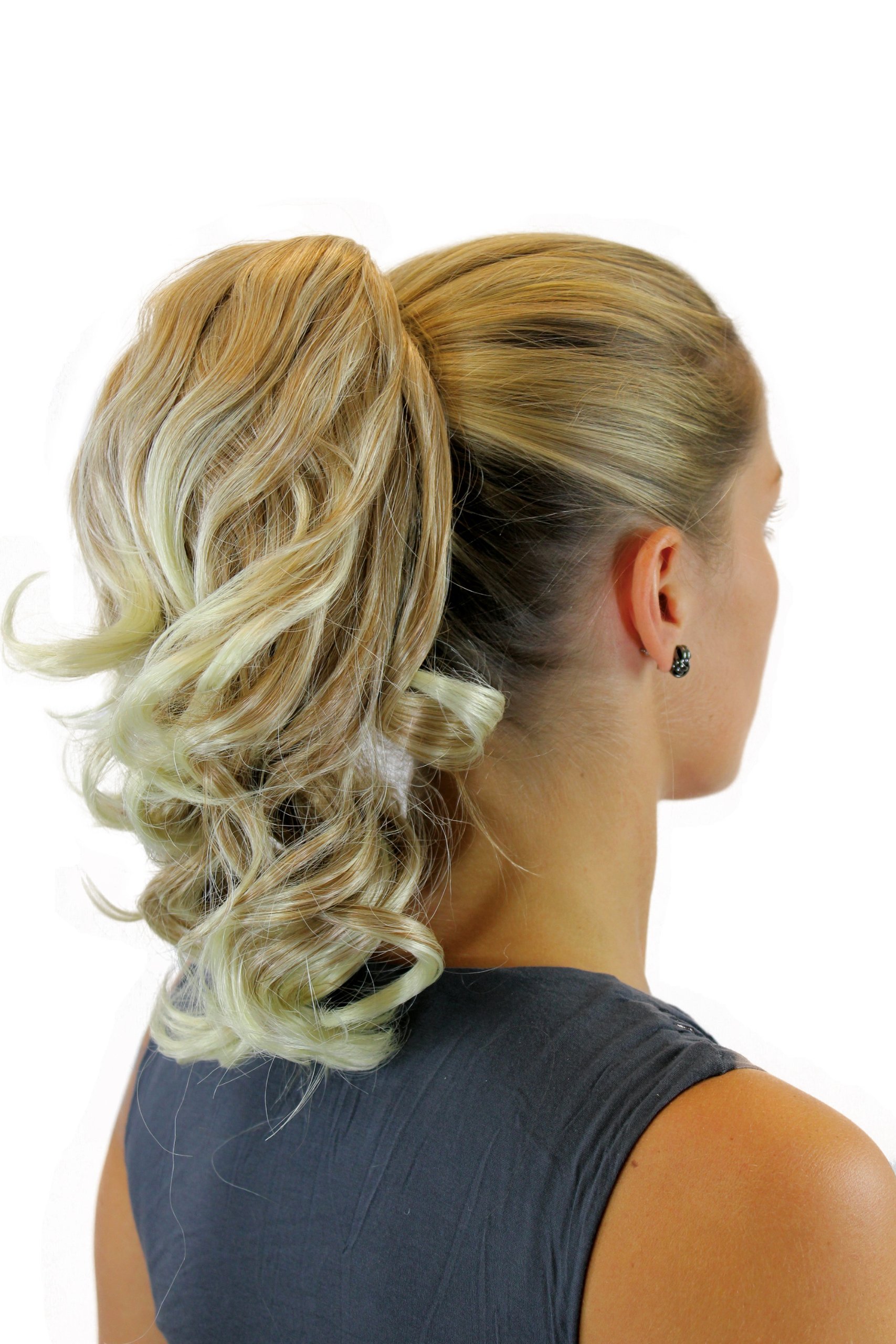 WIG ME UP - JL-3023-24 Hairpiece ponytail with comb and elastic draw string short wavy voluminous ash blond mixed with platinum tips 14inch