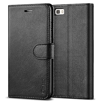 Vakoo [PU-Leder Schutzhülle Kompatibel mit Huawei P8 Lite Hülle, Brieftasche Handyhülle für Huawei P8 Lite 2016 (5,0') - Schw