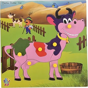 Skillofun Wooden Theme Puzzle Standard Cow Knobs, Multi Color