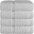 Luxury Hotel & Spa Bath Towel 100% Genuine Turkish Cotton, 27" x 54" ,Set of 4,White