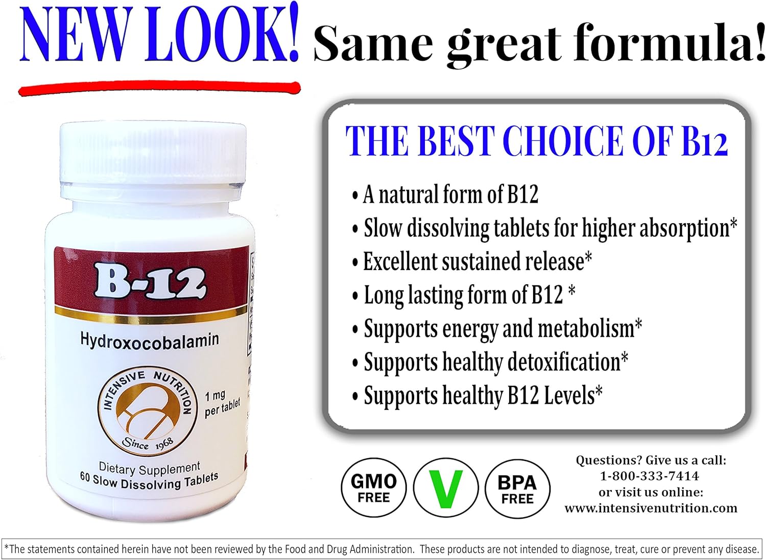 Vitamin B12 as Hydroxocobalamin 1mg Slow Dissolving Tablets DailyNutriPlus LLC