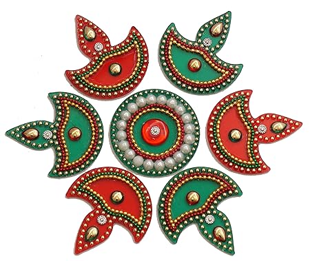 iKreation Acrylic Rangoli (Red Green)