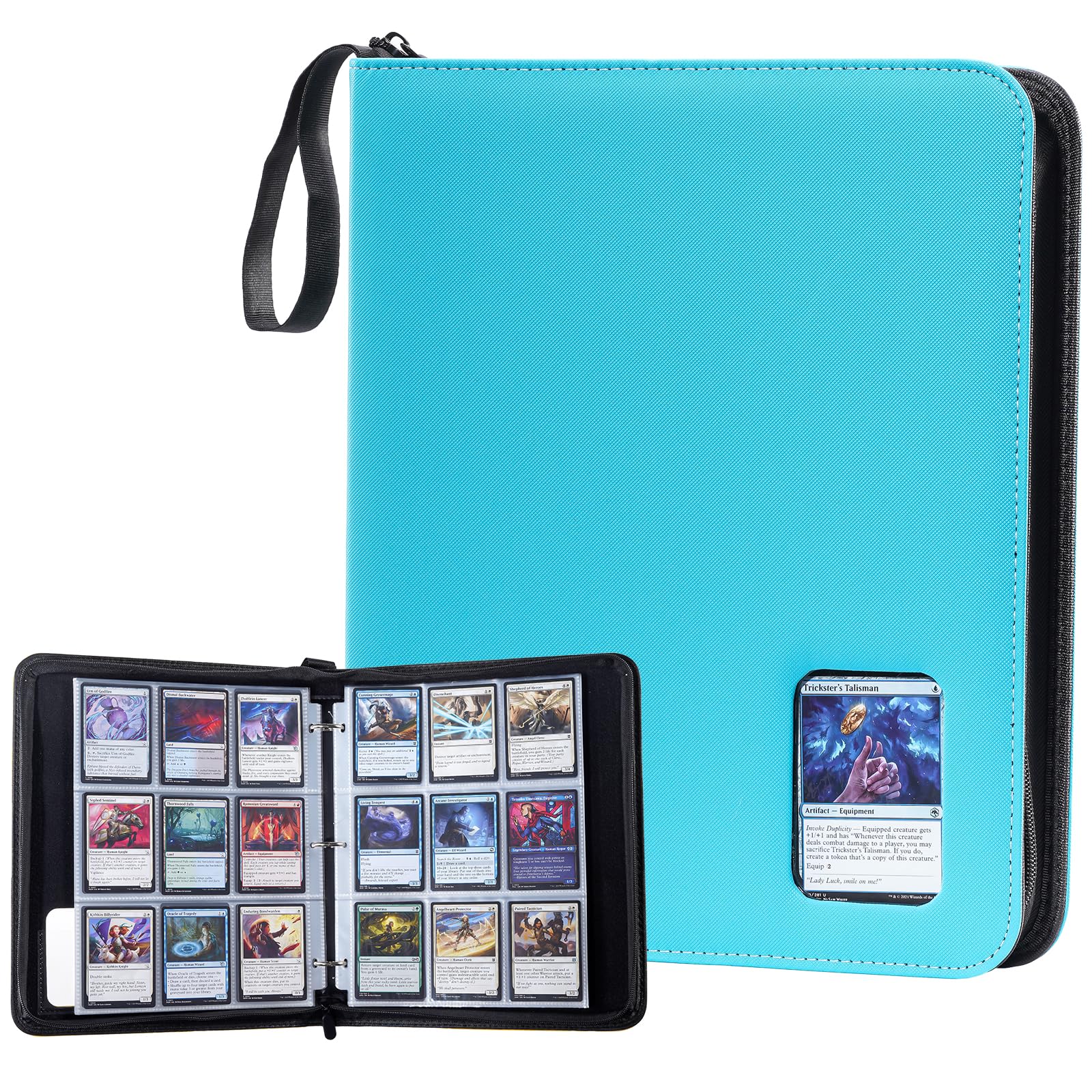 ProCase 900 Pockets Card Binder with Clear Window for Trading Cards, 9 Double Sided Pockets Colletction Album Holder with Removable Sleeves for MTG, TCG, Sports Football Cards -Lightblue