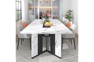 Hlivelood 78Inch Dining Table for 8 People,Modern Large Rectangular Kitchen Table W/Waterproof Wood Tabletop,Long Dining Room Tables W/Adjustable Legs&Metal Frame for Kitchen Living Room 78" White