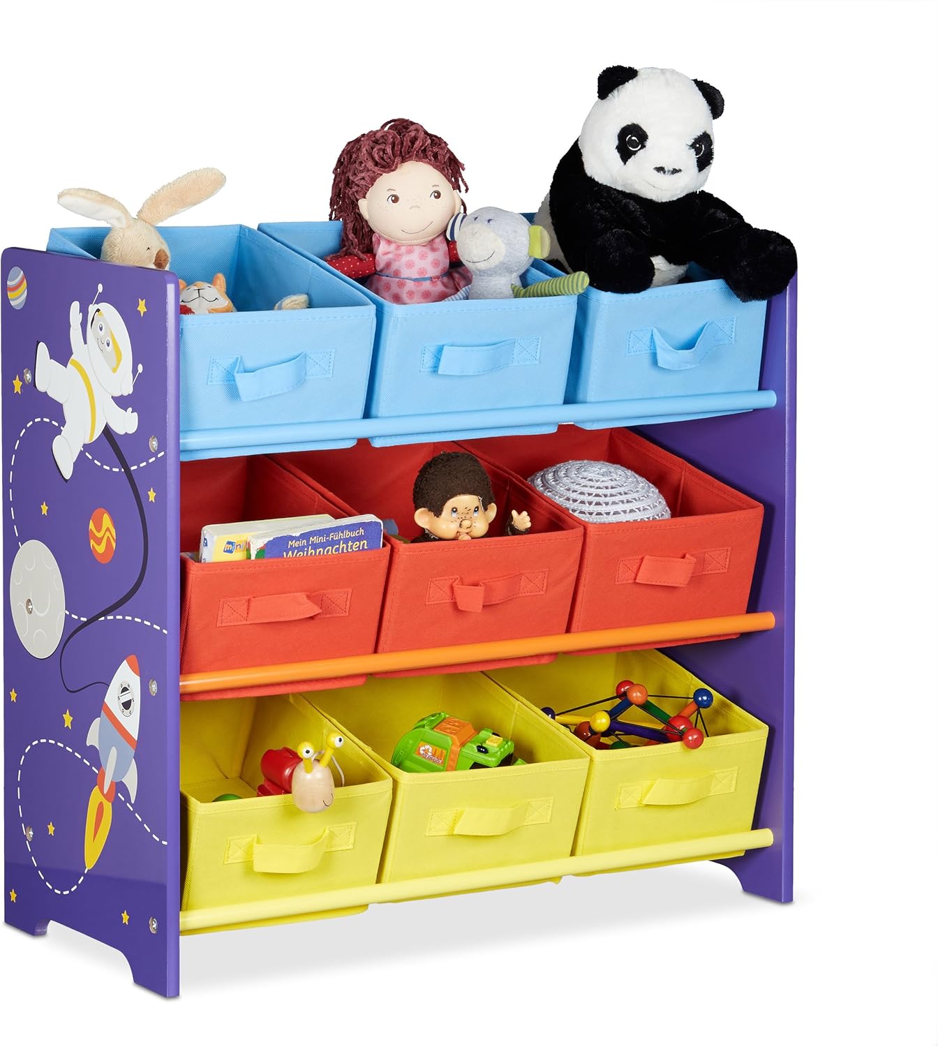 Relaxdays Meuble de rangement jouets enfant FUNNY commode bois motifs