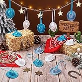 Bucherry 12 Pcs Mini Cowboy Hat Western Ornaments Cowgirl Rustic Decorations Nashville Ornaments Mini Cowboy Doll Hat Bulk for Western Party, DIY Crafts, Dollhouse Party Decoration(Blue)