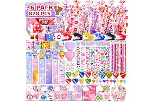 HOLILURE 828 Pcs 36 Pack Valentine's Day Gifts for Kids Classroom, Valentine's Day Stationery Set Party Favors Classroom Prize Goodie Bag Stuffers Gift Exchange Stationery Kit Party Supplies