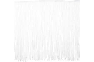 Trims By The Yard 12" Chainette Fringe Trim, Polyester-Made Decorative Fringe Trim, Versatile Fringes for Costumes, Uniforms, Home Decor, and Party Decorations, 5 yards, White