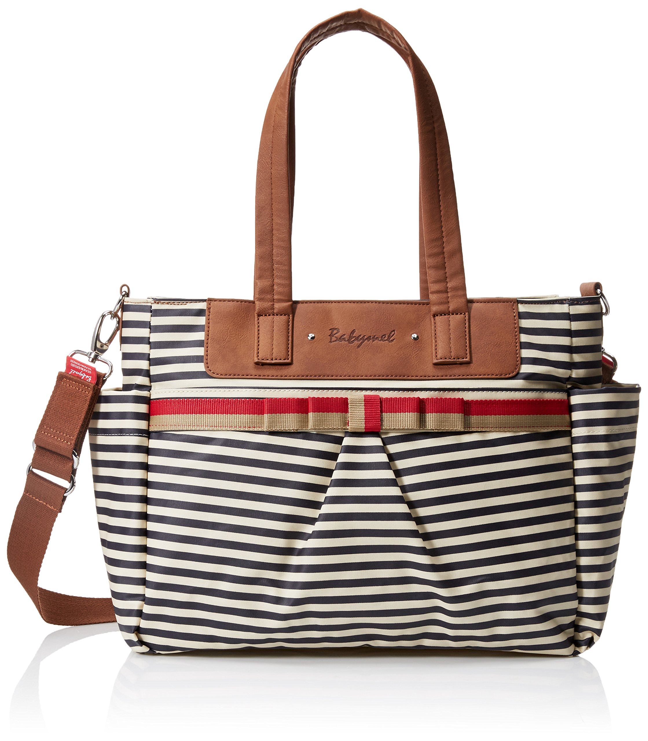 navy striped purse