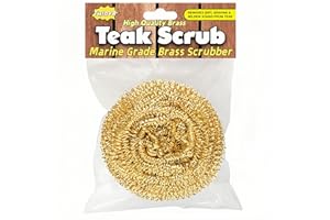 Marine Grade Brass Teak Scrubber not Cheap Stainless Steel Scrub Scouring Pad | Gentle Non-Scratch Deck | Rustproof | Premium