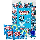 Ring Pop Blue Candy, 30 Ct Individually Wrapped Bulk Lollipop Pack, Blue Raspberry Flavored Lollipop Suckers for Kids, Fun Football Candy Bulk for Valentine's Gifts, Party Favors