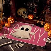 Artoid Mode Pink Ghost Spooky Halloween Doormat, Home Decor Low-Profile Switch Rug Door Mat Floor Mat for Indoor Outdoor 17x29 Inch