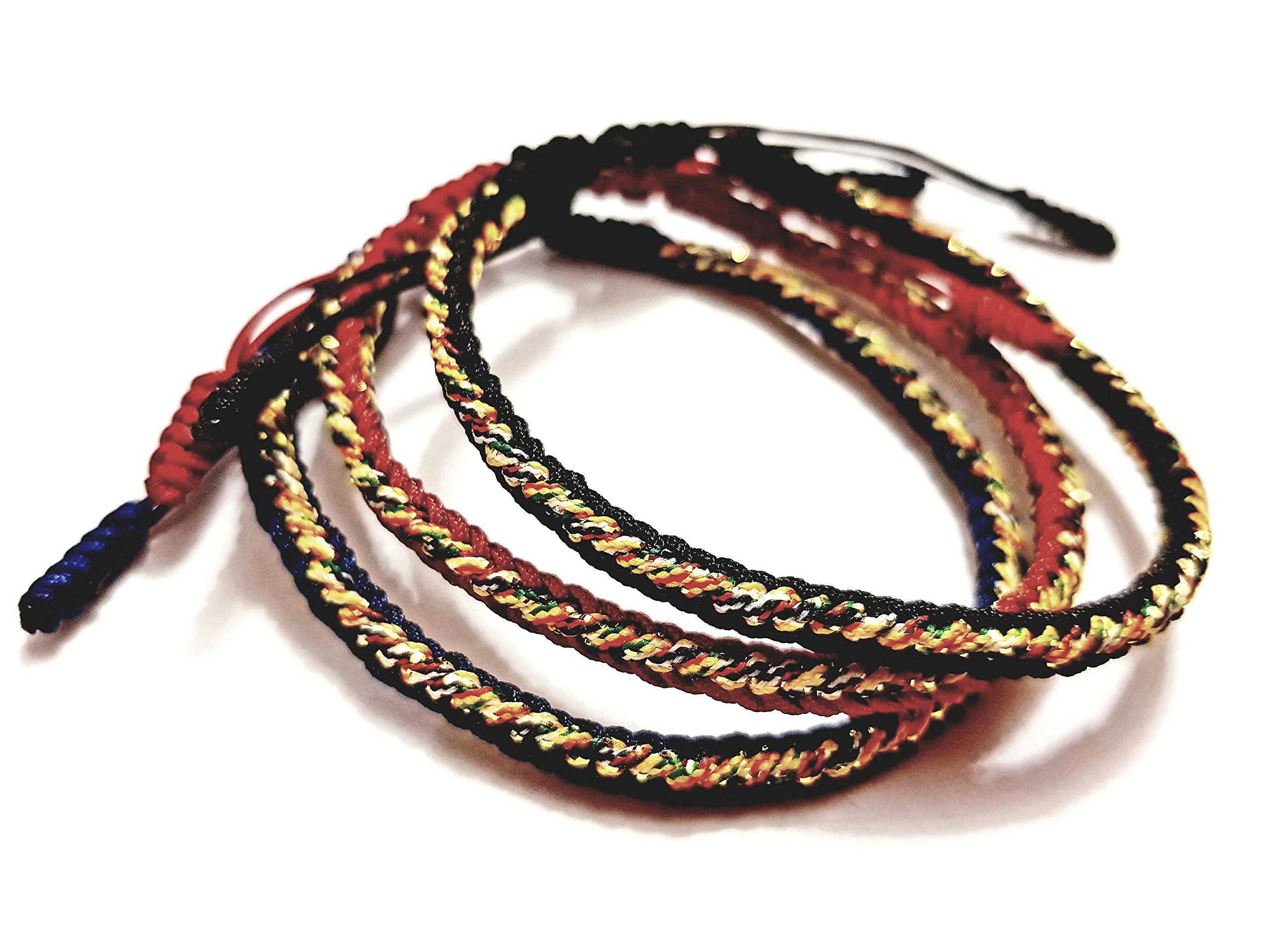 Tibetan Buddhist Handmade Knots 3pc. Lucky Bracelet Unisex Adjustable