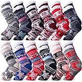 Liitrsh 12 Pairs Christmas Fuzzy Socks Winter Cozy Slipper Socks Non Slip Winter Warm Soft Fluffy Socks for Women Men Holiday Xmas Birthday Gift,12 Styles