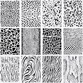 Zonon 12 Pieces Leopard Stencils Animal Cheetah Stencils, 5.9 x 8.3 Inch | Reusable Plastic Templates, Snake Skin Zebra Cheetah Designs, For Bleaching Shirts Painting Walls Baking DIY Crafts