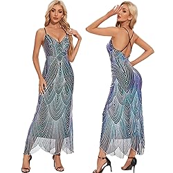 Women's V Neck Spaghetti Straps Sequin Sparkly