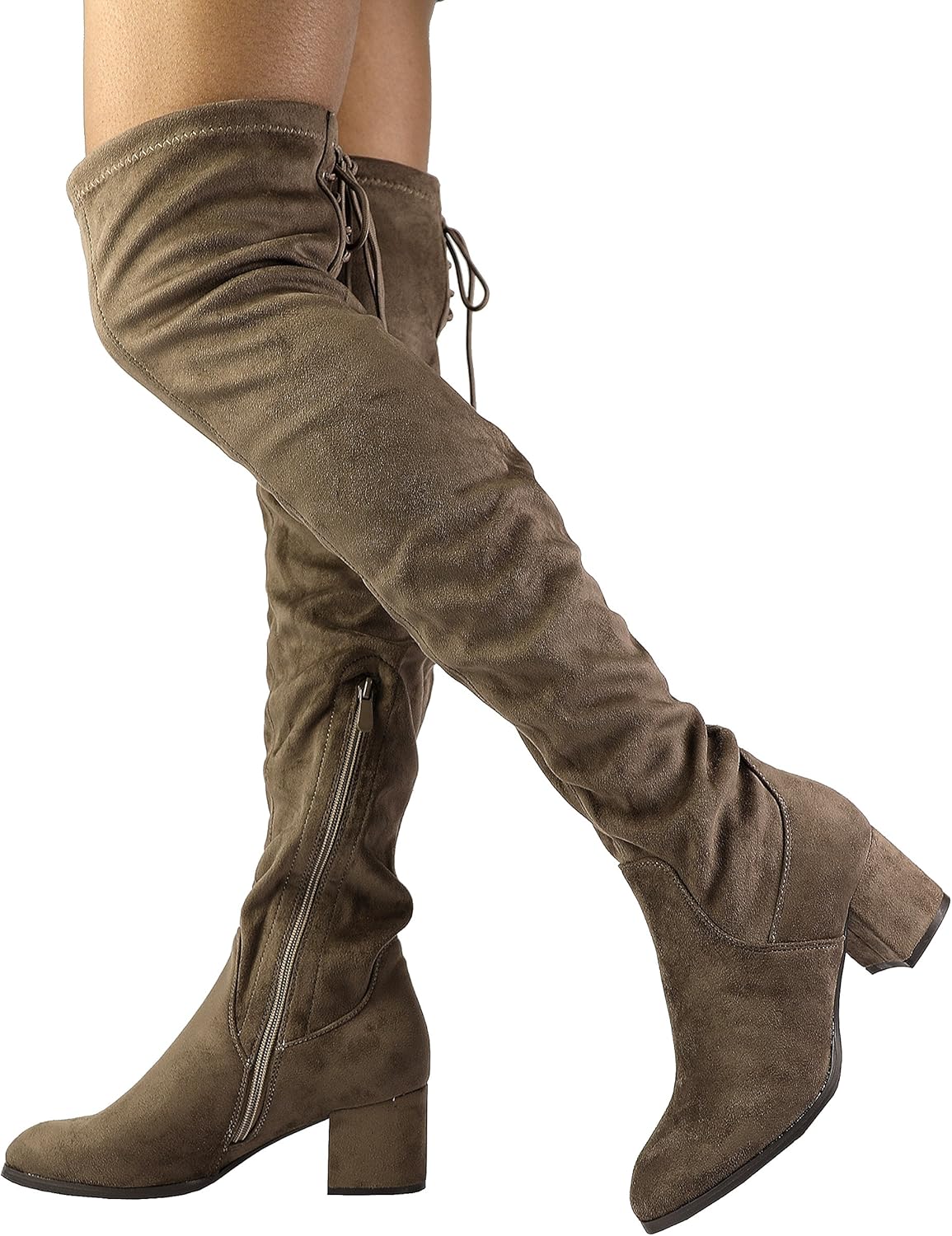DREAM PAIRS Women's Over The Knee Thigh High Chunky Heel Boots: Shoes