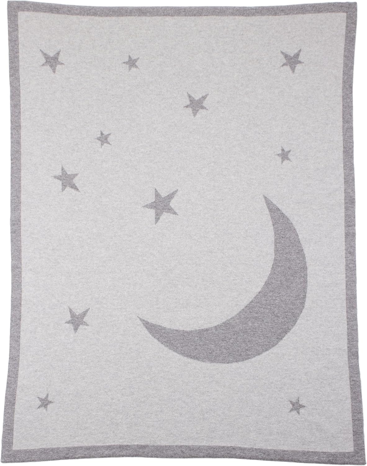 Love Cashmere Unisex 100% Cashmere Baby Cot Blanket - Moon & Stars - Grey Multi - Made in Scotland - Image 3