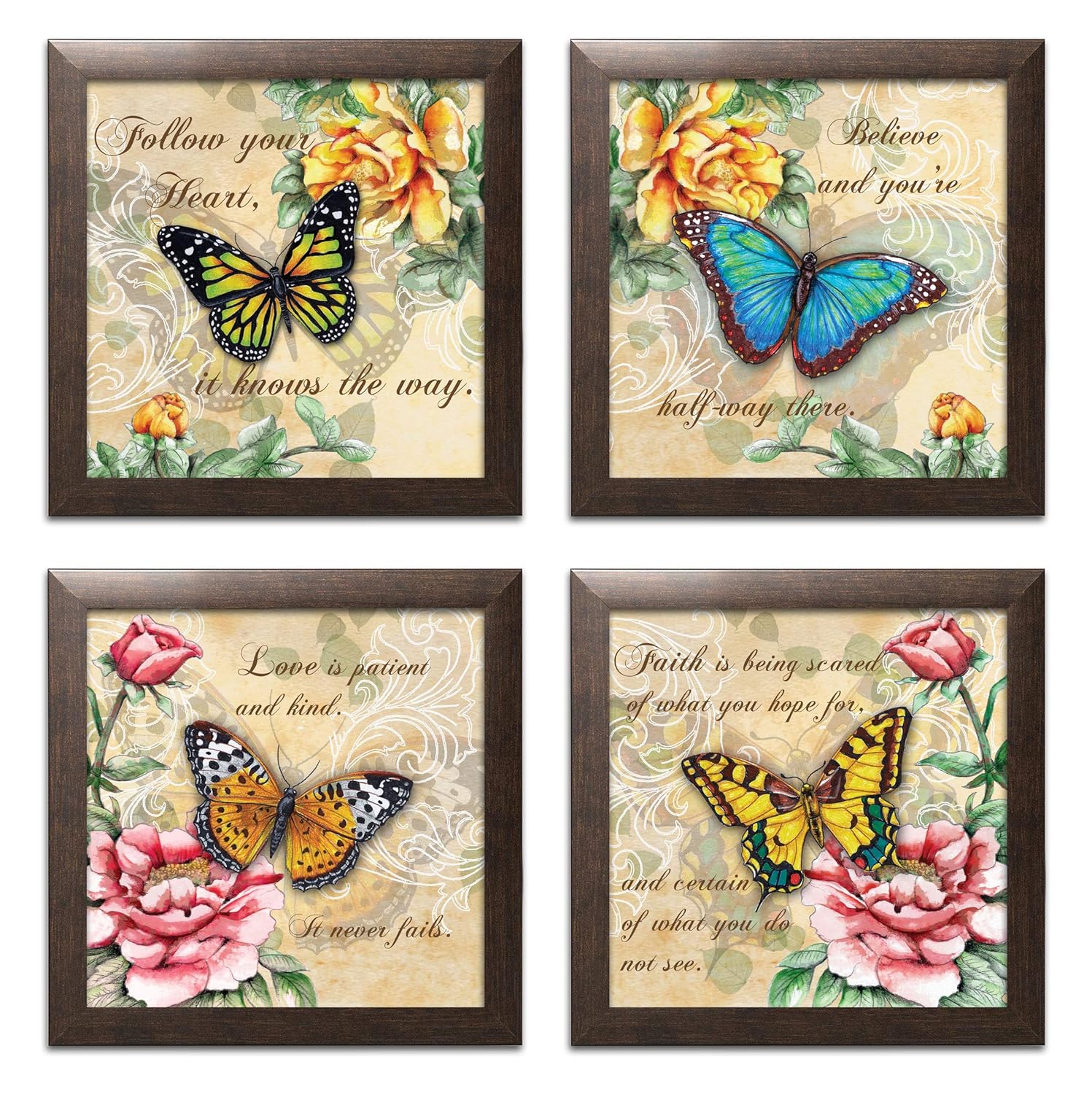 Amazon.com: wallsthatspeak 4 Beautiful Butterflies and Flowers