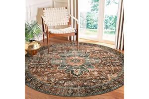 Moynesa Ultra-Thin Washable Round Rug - 6ft Large Dining Room Round Area Rug, Vintage Living Room Mat Stain Resistant Office Carpet for Bedroom Mudroom Kitchen Apartment Basement Foyer