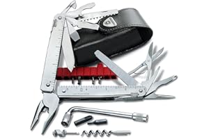 Victorinox Swiss Tool X Plus Ratchet Swiss Army Knife, 35 Function Swiss Made Multi-Tool with Needle-nose pliers, Wire Cutter, Crate Opener and Large Blade - Silver