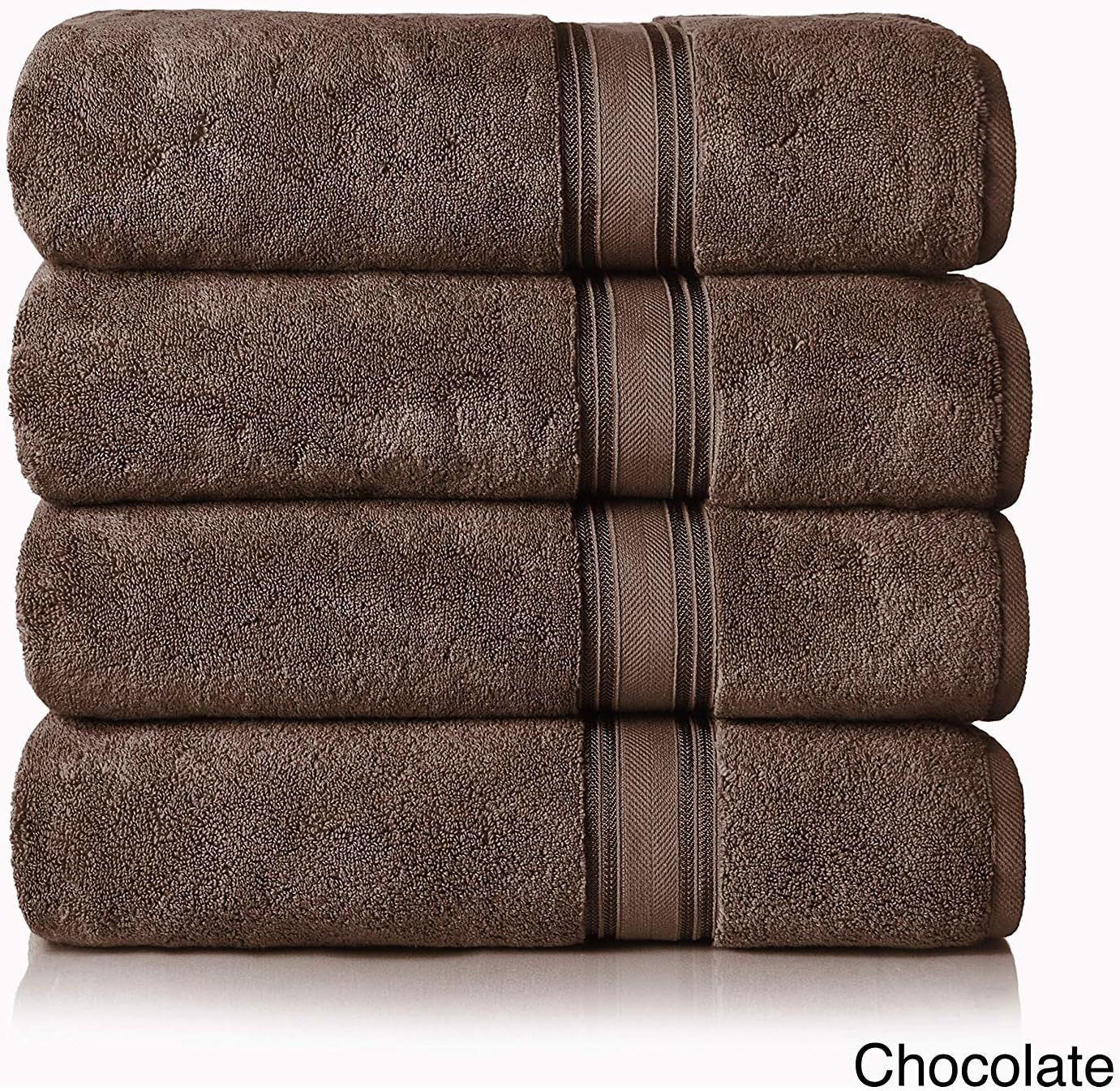 Lezeth Collection Super Absorb 100% Zero Twist Oversized Bath Sheets, Chocolate (Pack of 4)