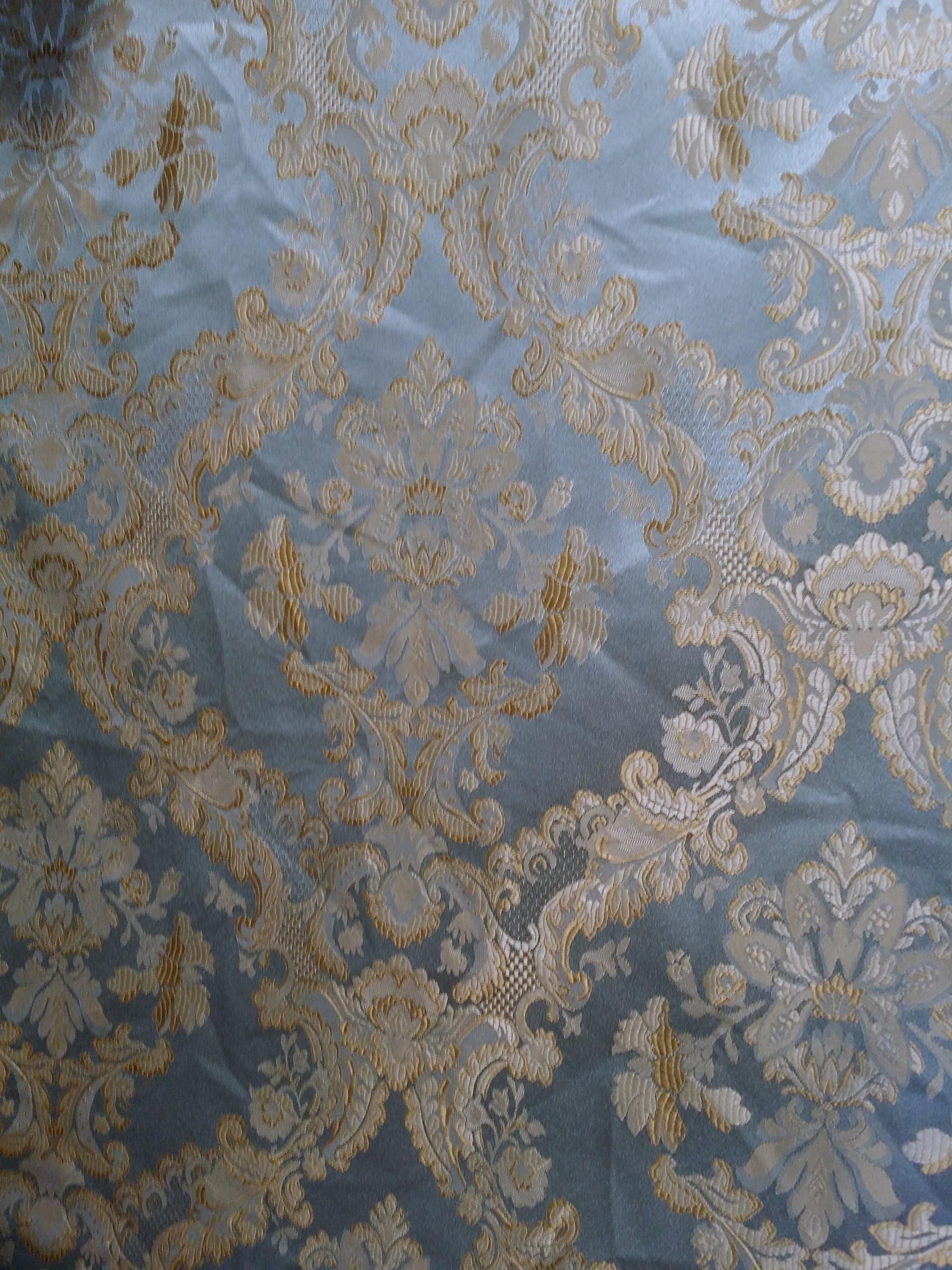Damask Upholstery and Drapery, Jacquard Fabric, Sold by The roll,7 Colors (12yds Roll, Sky)
