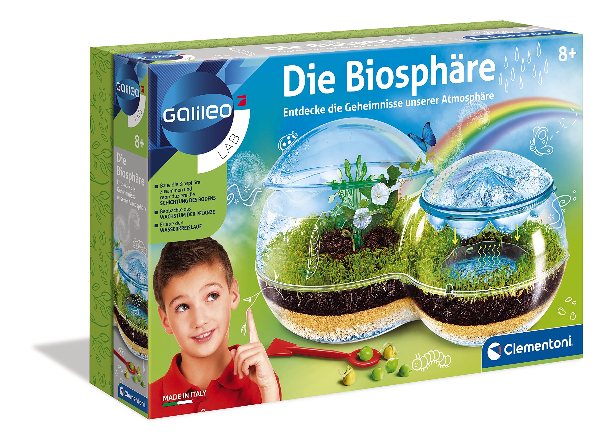 Clementoni Galileo Lab - The Biosphere, Experiment Box for Small Hobby Gardeners, Botany and Biology for Children from 8 Years, Exciting Model for Home 59119