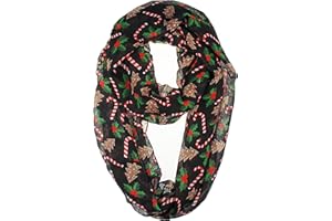 VIVIAN & VINCENT Gift Wrapped Fall Winter Soft Lightweight Sheer Holiday Infinity Christmas Scarf for Women