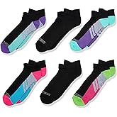 Fruit Of The Loom Girls Everyday Active Cushioned No Show - 6 Pair Pack Socks, Black Assorted, 4-10 US