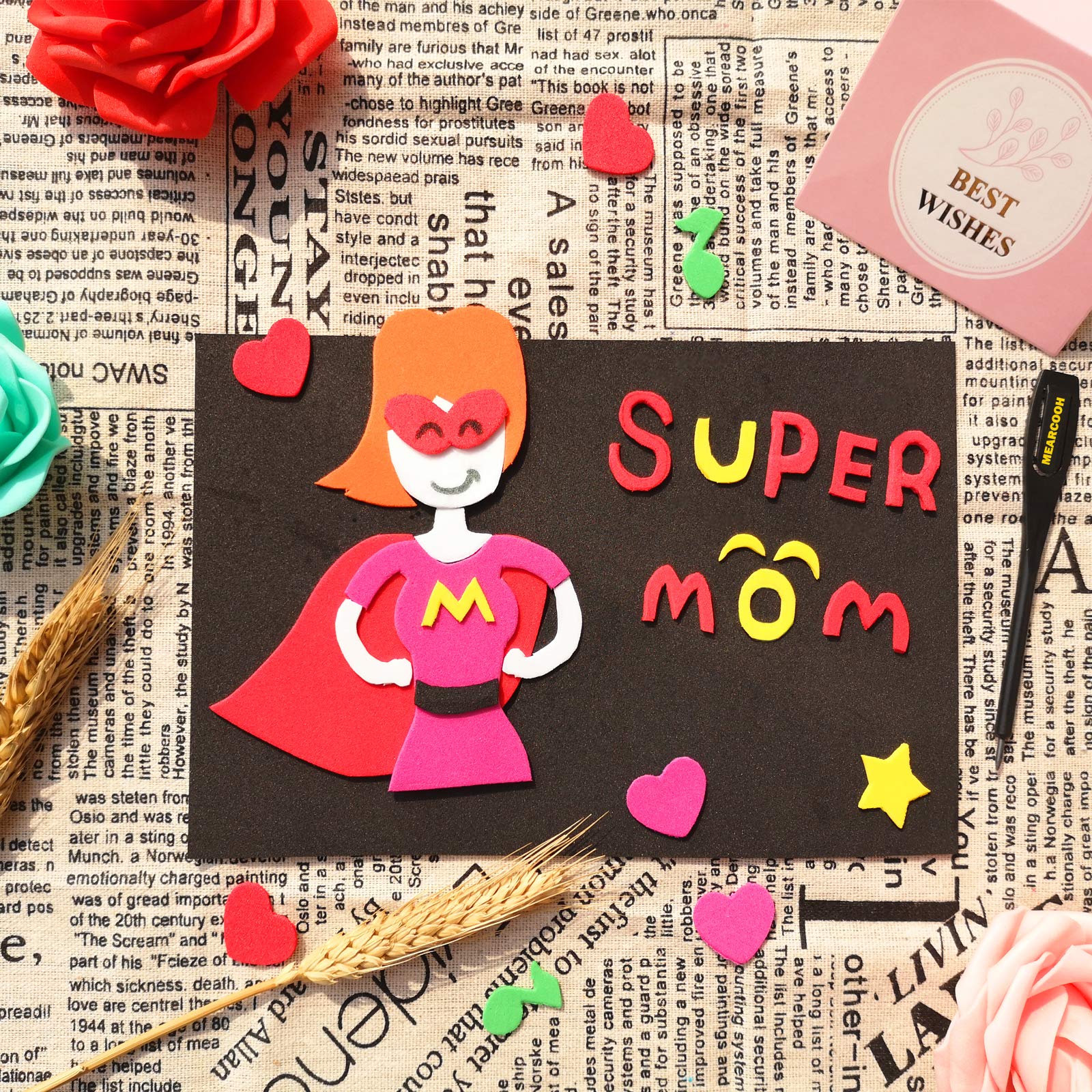 MEARCOOH Foam Sheets Crafts 9x12 Inch 10 Colors 2mm Eva Color Craft Foam Paper for Crafts Project Preschoolers Classroom Scrapbooking DIY Cosplay(10 Sheets)