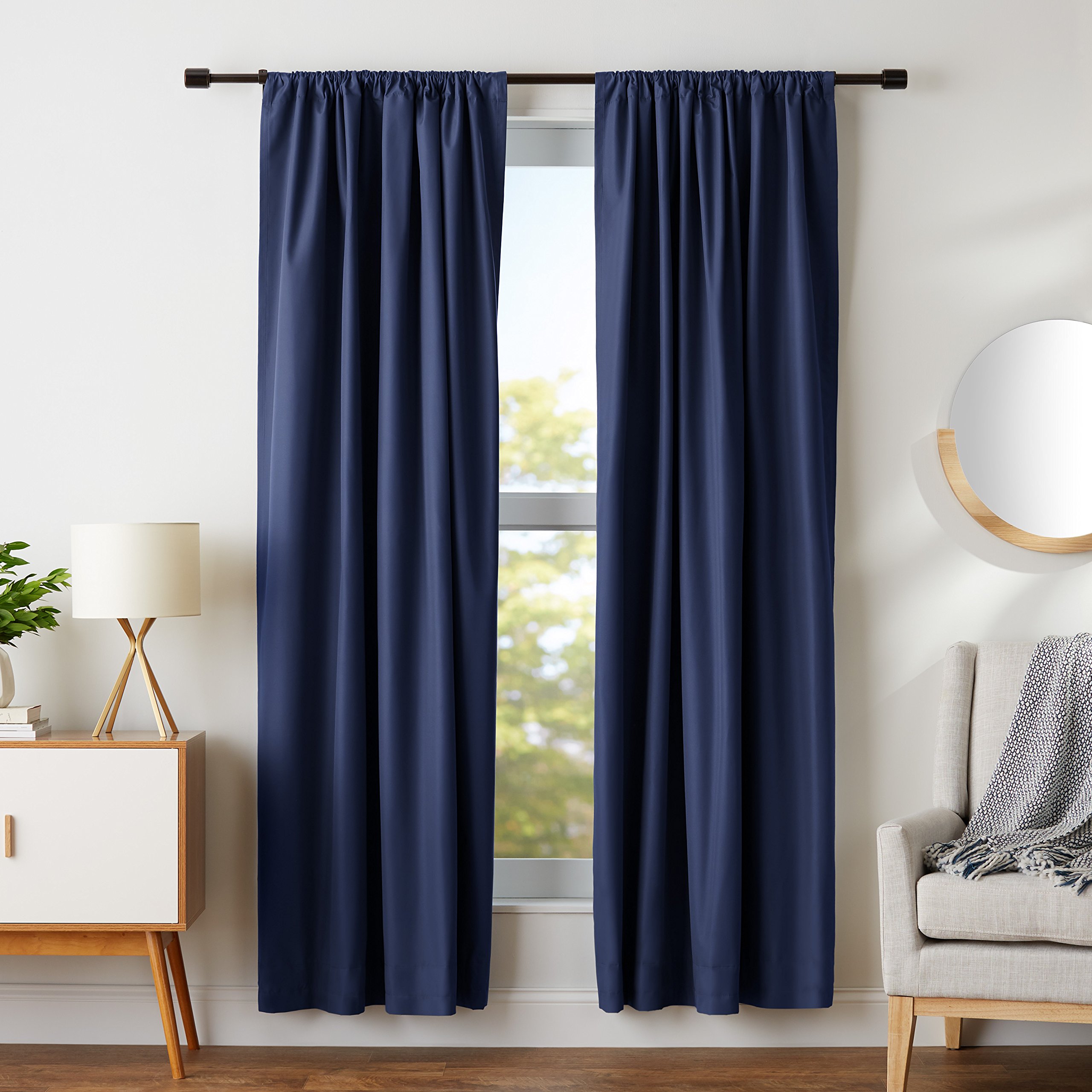 AmazonBasics Blackout Curtain Set - 52" x 84", Navy | eBay