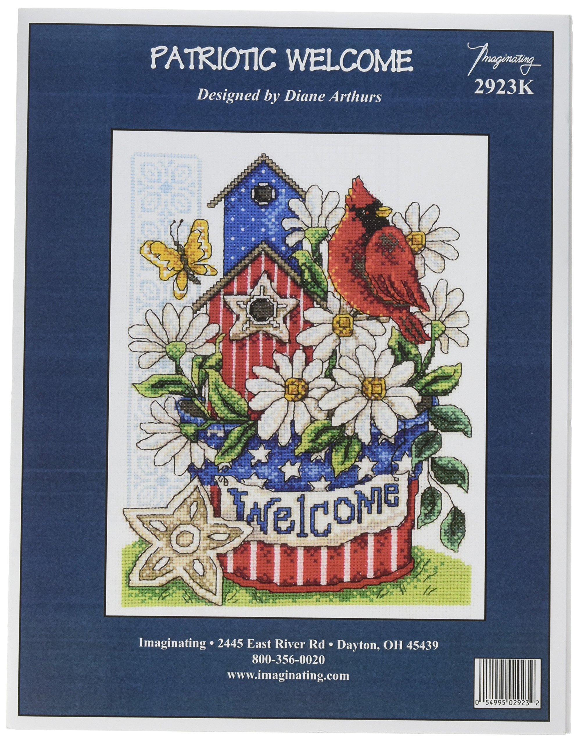 M & R Technologies Patriotic Welcome Cross Stitch Kit 7.5 X 10-inch 14 Count, Acrylic, Multicolour, 1.9x22.86x30.48 cm