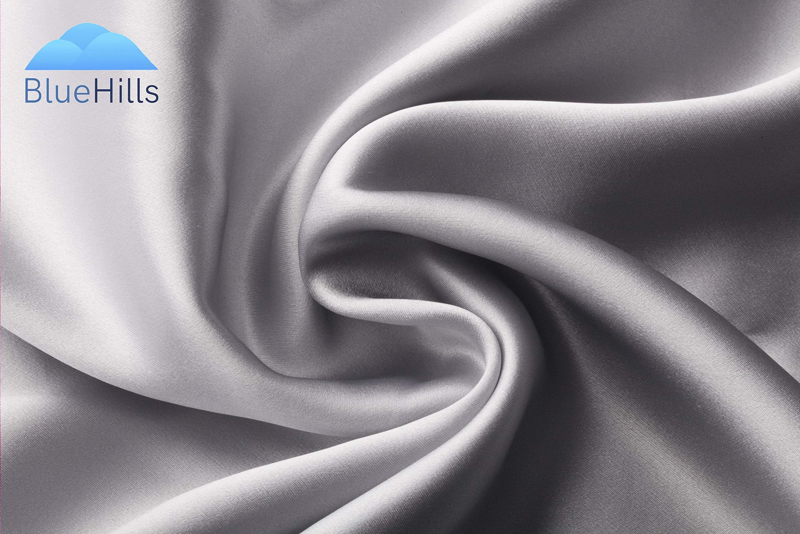 BlueHills 100% Pure Mulberry Natural Soft Both Sides Silk Pillowcase 1 Pack 600 TC 19 Momme for Hair and Skin Hidden Zipper Both Sides Silk Pillow Case (Queen 1 Pack, Silver Grey)