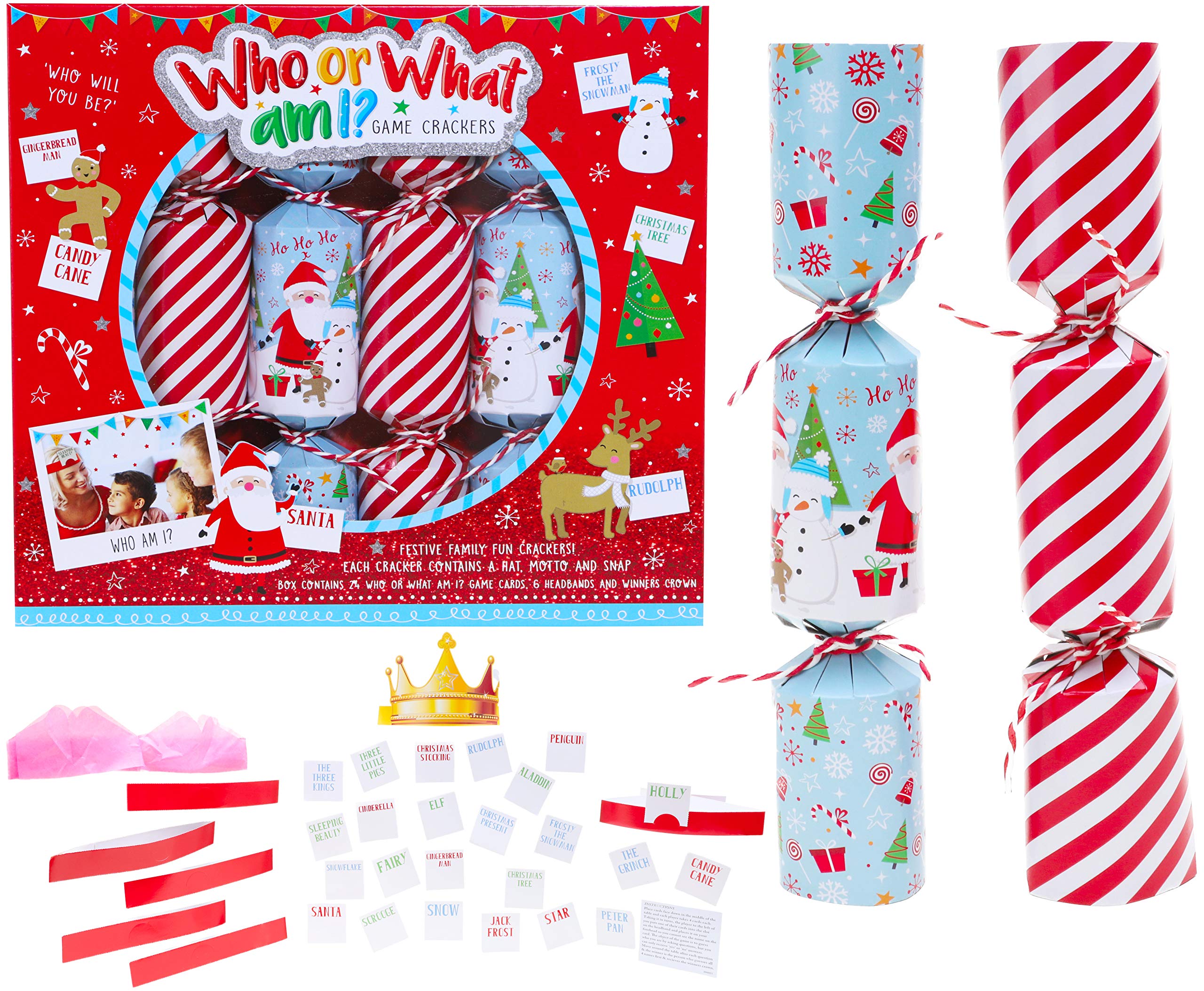 Toyland® Pack Of 6 - Who Or What Am I Game Christmas Crackers - Christmas Party Games