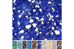 Skyflame High Luster 10-Pound Fire Glass for Fire Pit Fireplace Landscaping, 1/2-Inch Cobalt Blue Reflective